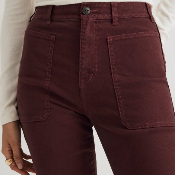 2/$30 Madewell The '90s Straight Utility Pant Canvas Dark Cabernet #A0249 TRB2 - Picture 6 of 14